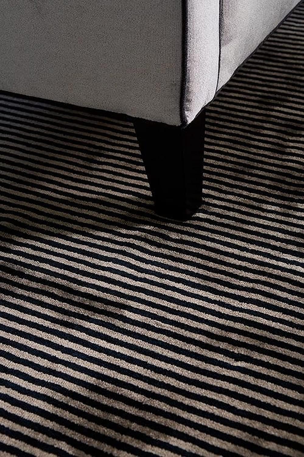 Modern Charcoal Micro-Stripe Area Rug