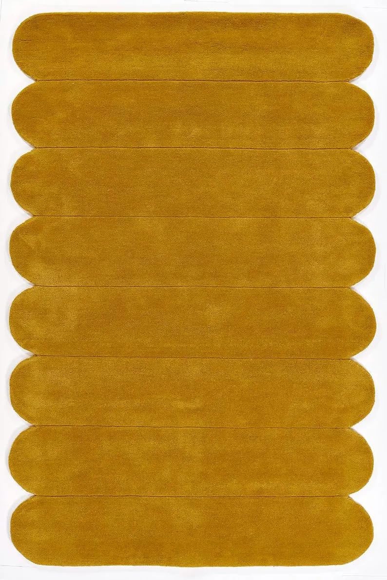 Mustard Gold Sculpted Pill-Strip Area Rug