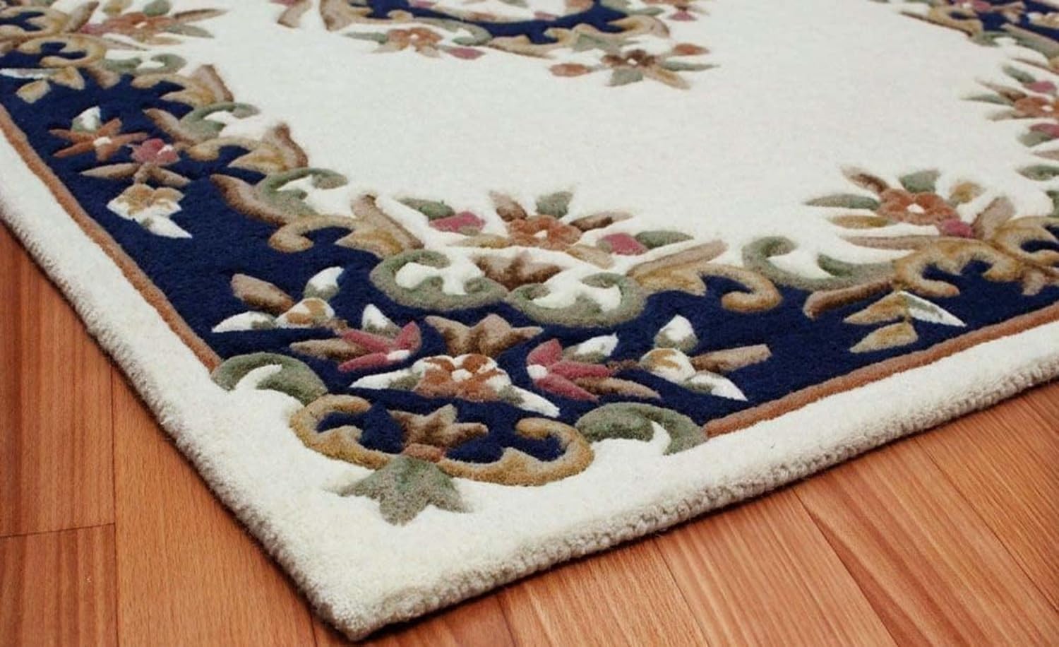 Cream Blue Abushan Persian Style Carpet & Rug