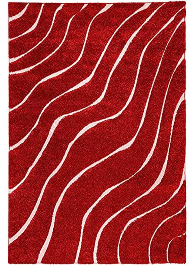 Bold Scarlet Wave Area Rug