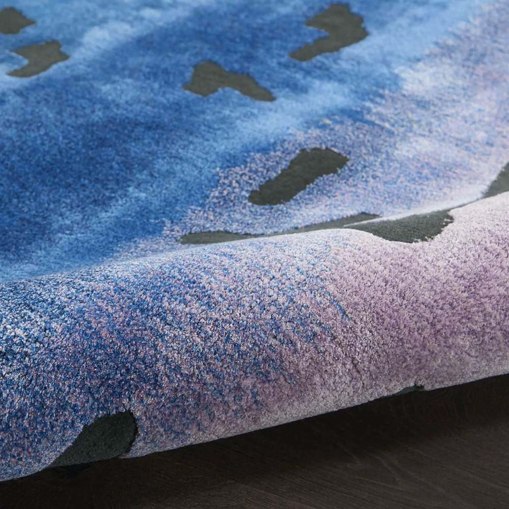 Blue Abstract Wool & Viscose Carpet