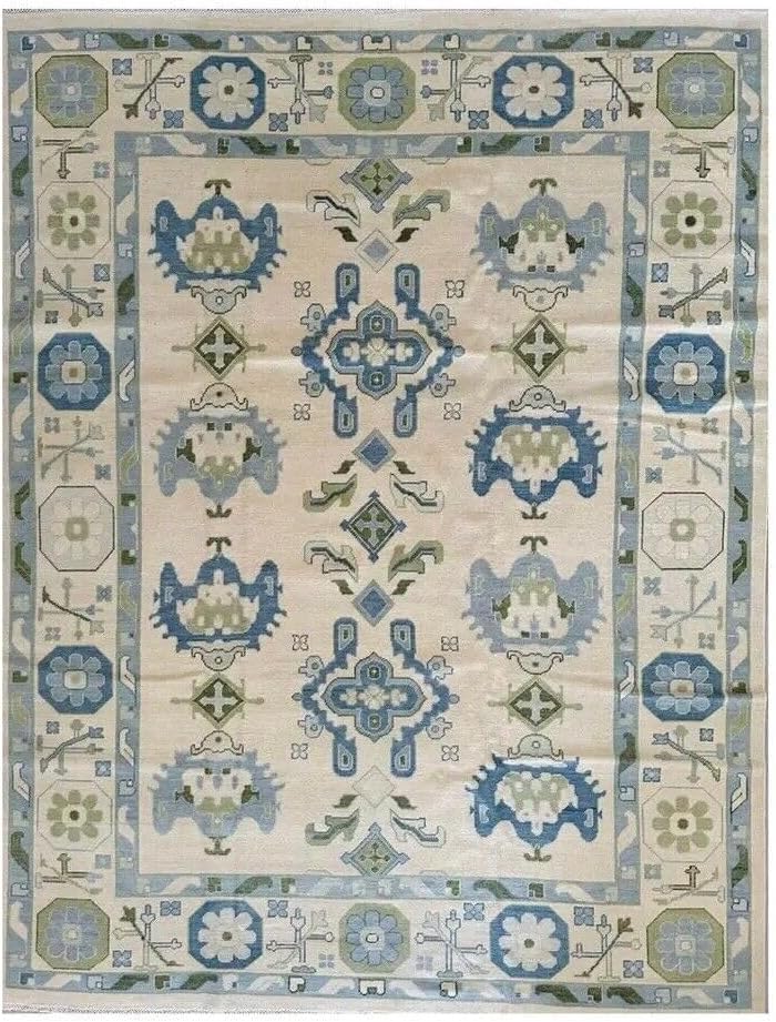 Hand Knotted Oushak Rug for Living Room, Dining Room, Office, Bedroom, Hand Knotted Wool Rug
