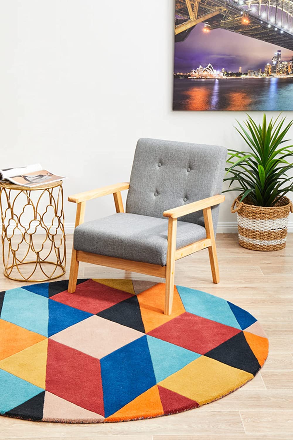 Designer Multicolor Round Carpet