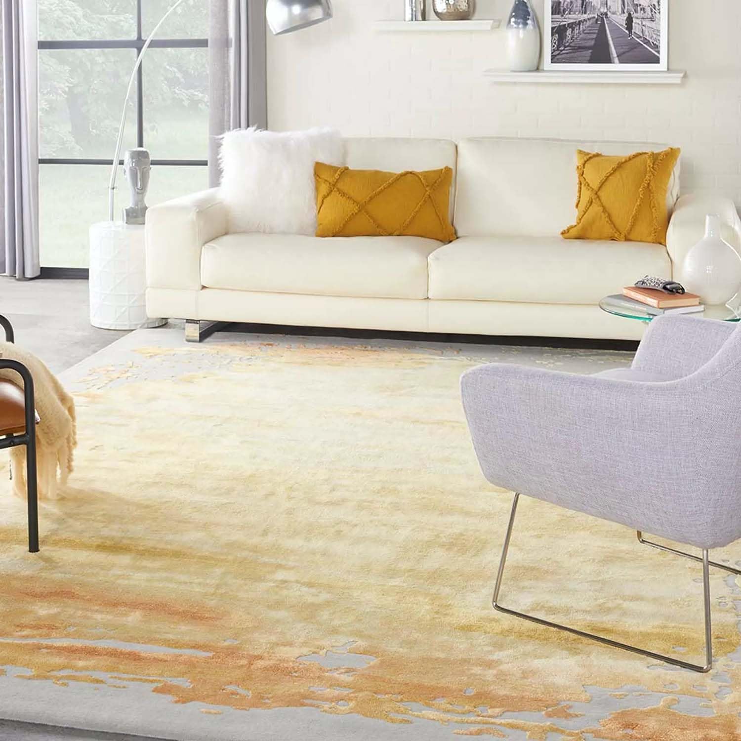 Beige Texture Wool & Viscose Carpet