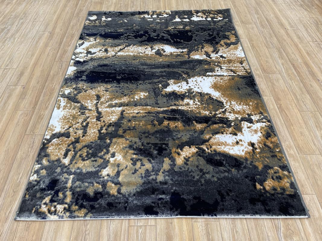 Modern Earth Tone Distressed Texture Rug