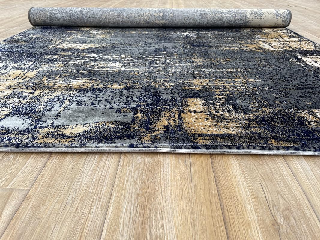 Elegant Faded Texture Neutral Tone Rug