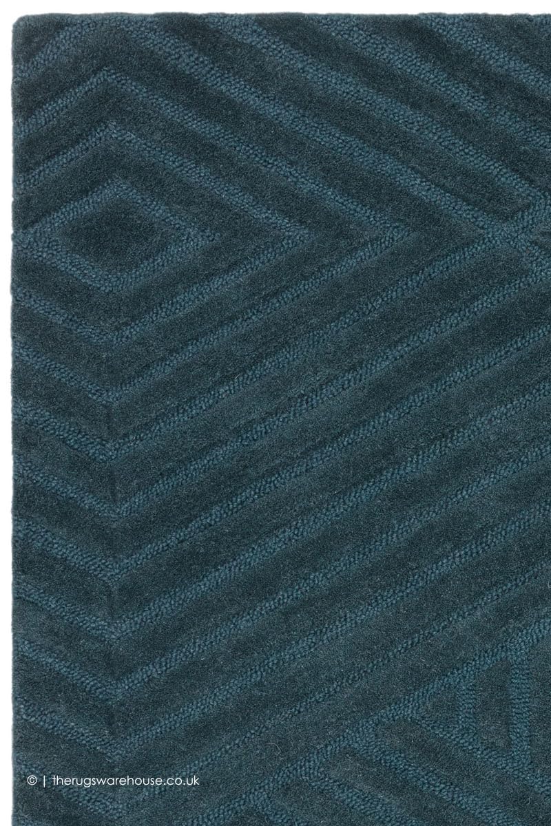Teal Geometric Textured Area Rug