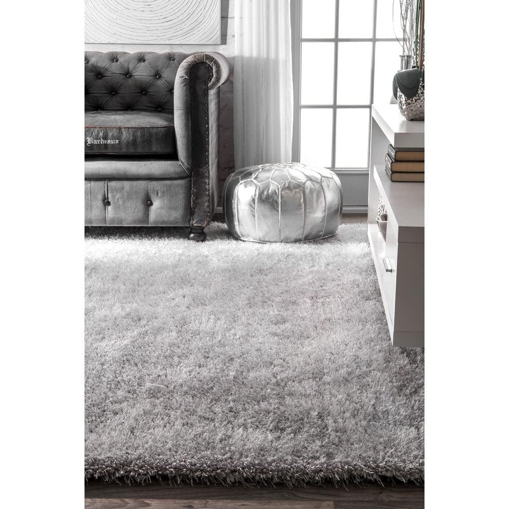 Luxury Silver Grey Shag Area Rug
