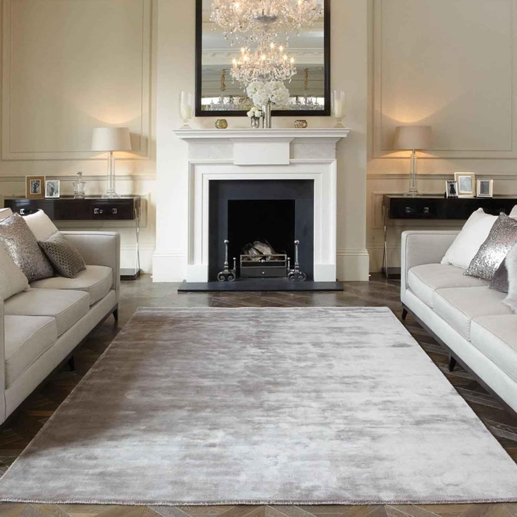 Silver Mist Minimal Luxe Silk Viscose Carpet