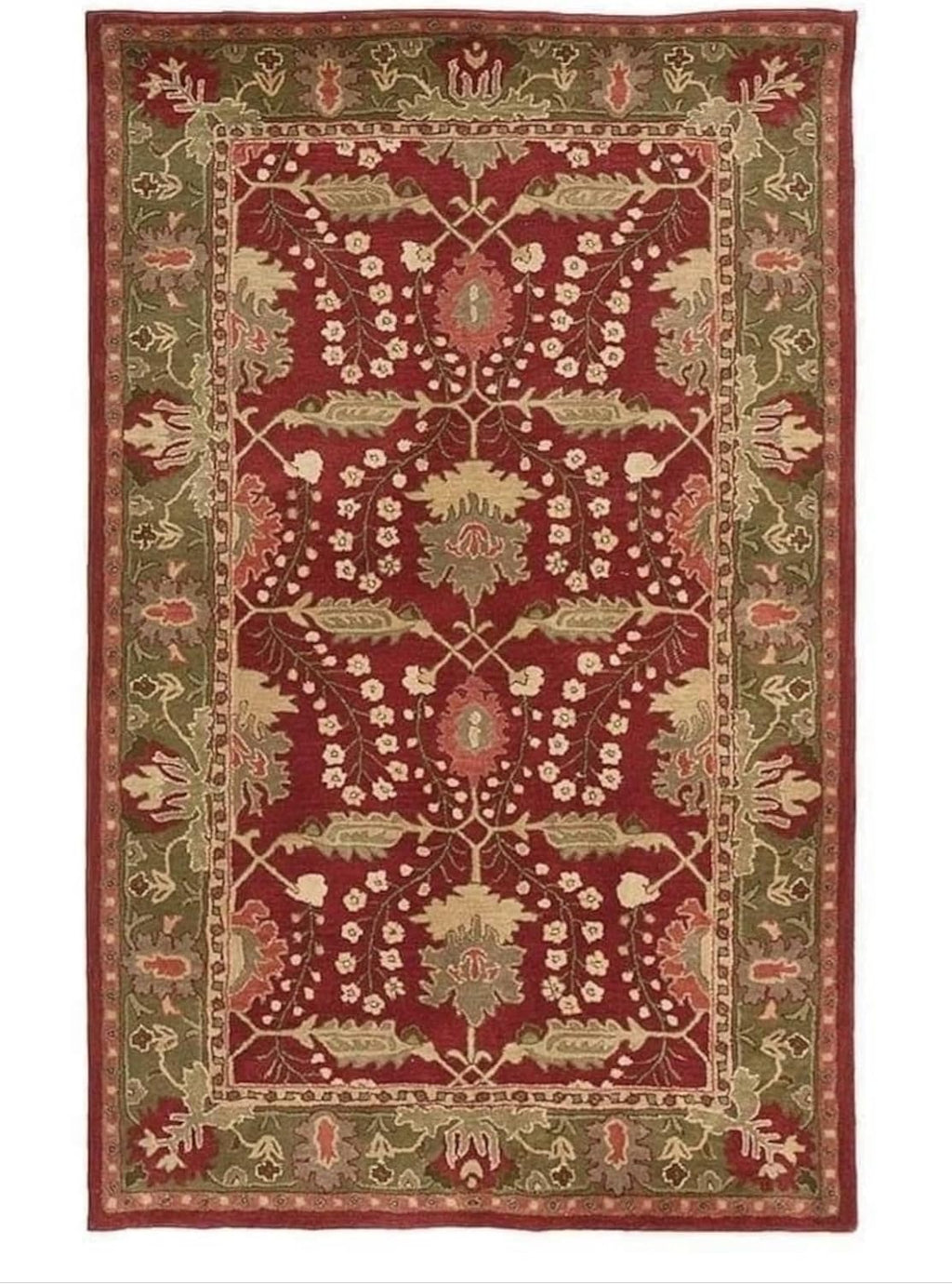 Rich Maroon Traditional Floral Rug