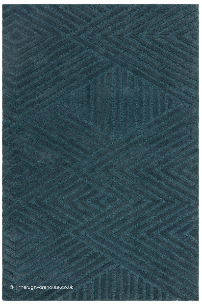 Teal Geometric Textured Area Rug