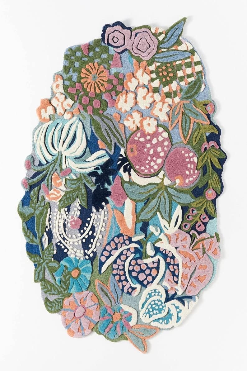 Irregular Floral Area Rug