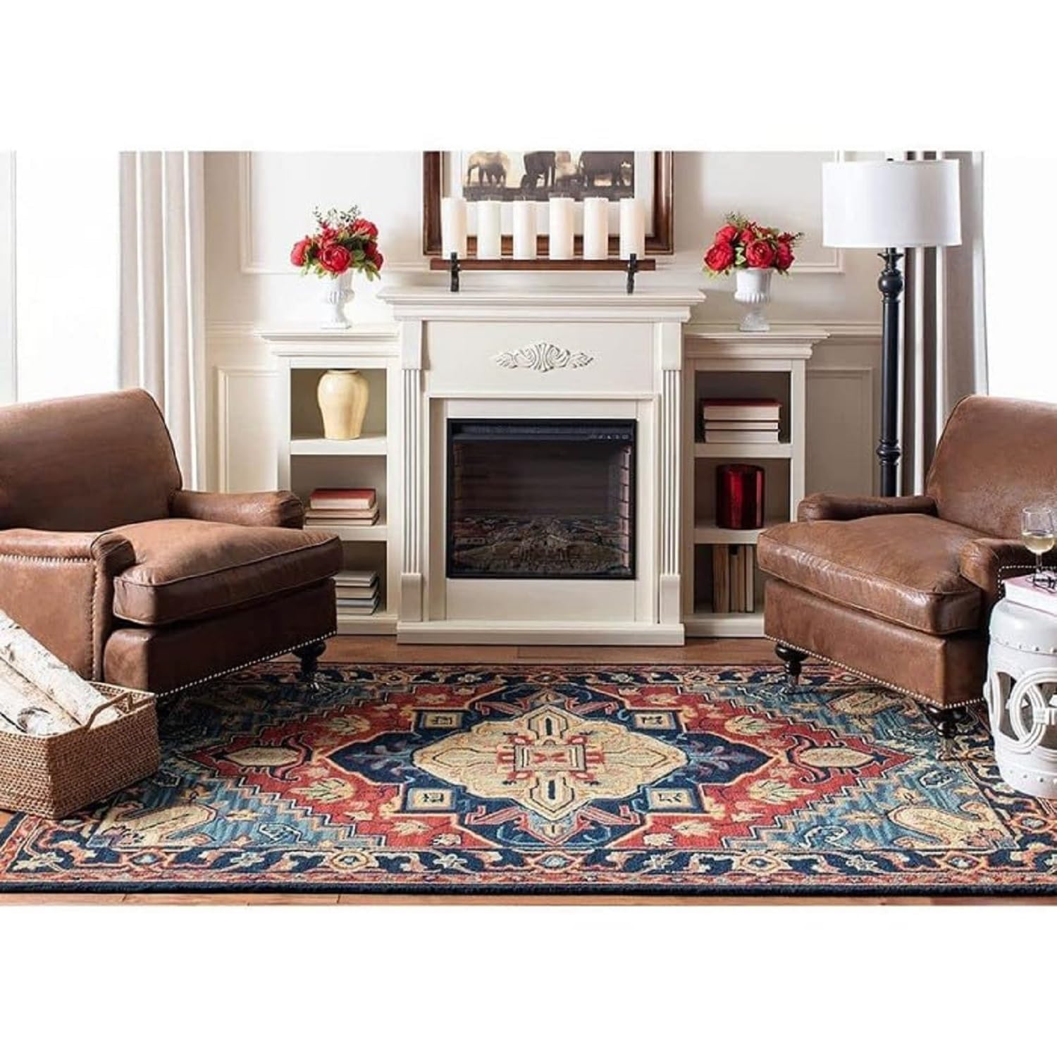 Floral Woolen Handmade Rectangular Bedroom Drawing Room Hall and Floor