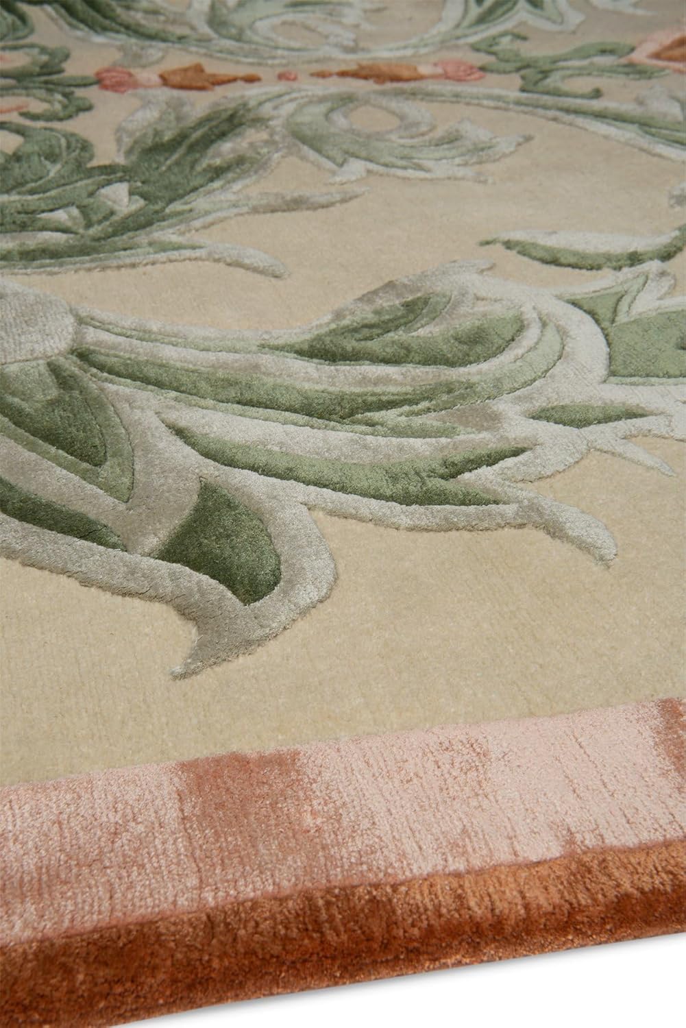 Premium Beige Floral Wool & Viscose Carpet