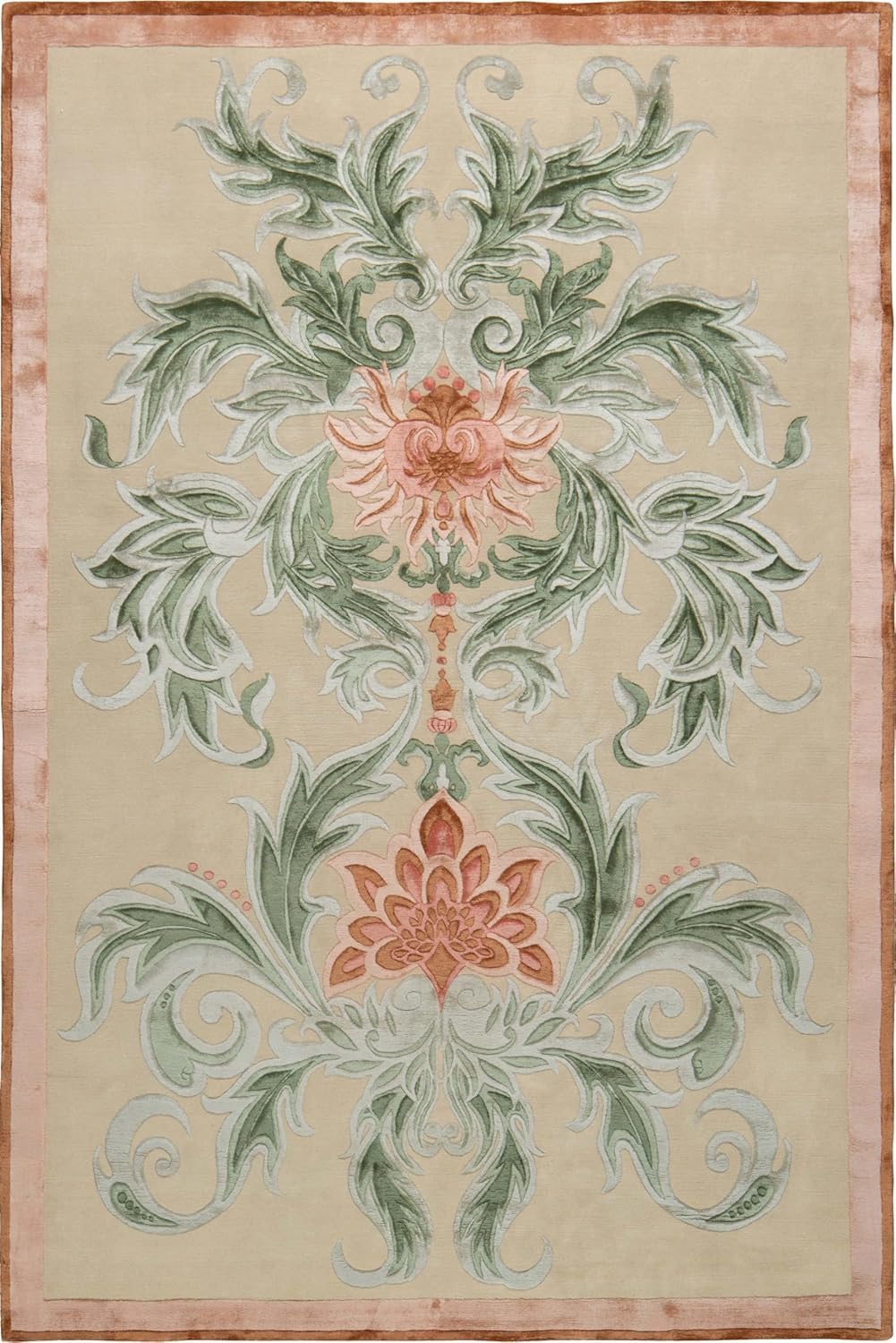 Premium Beige Floral Wool & Viscose Carpet