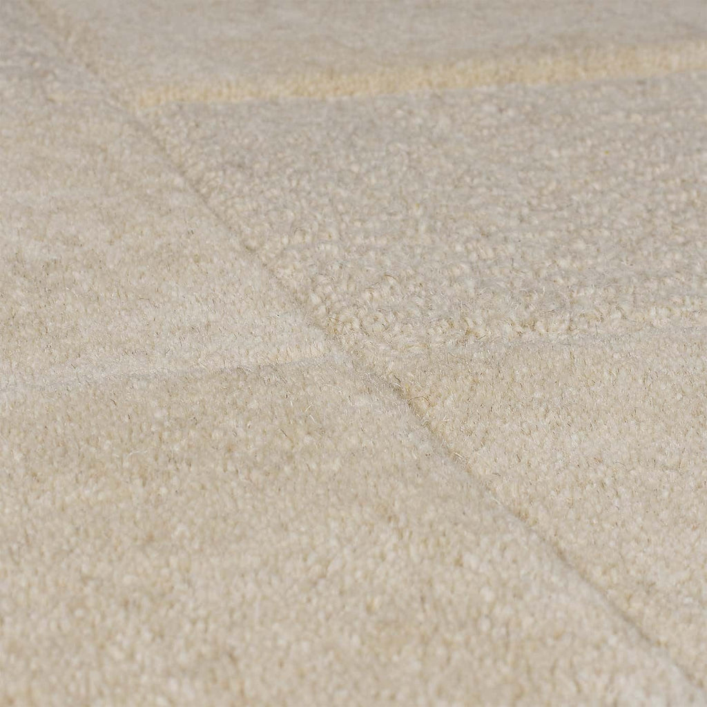 Subtle Beige Patchwork Handmade Wool Carpet
