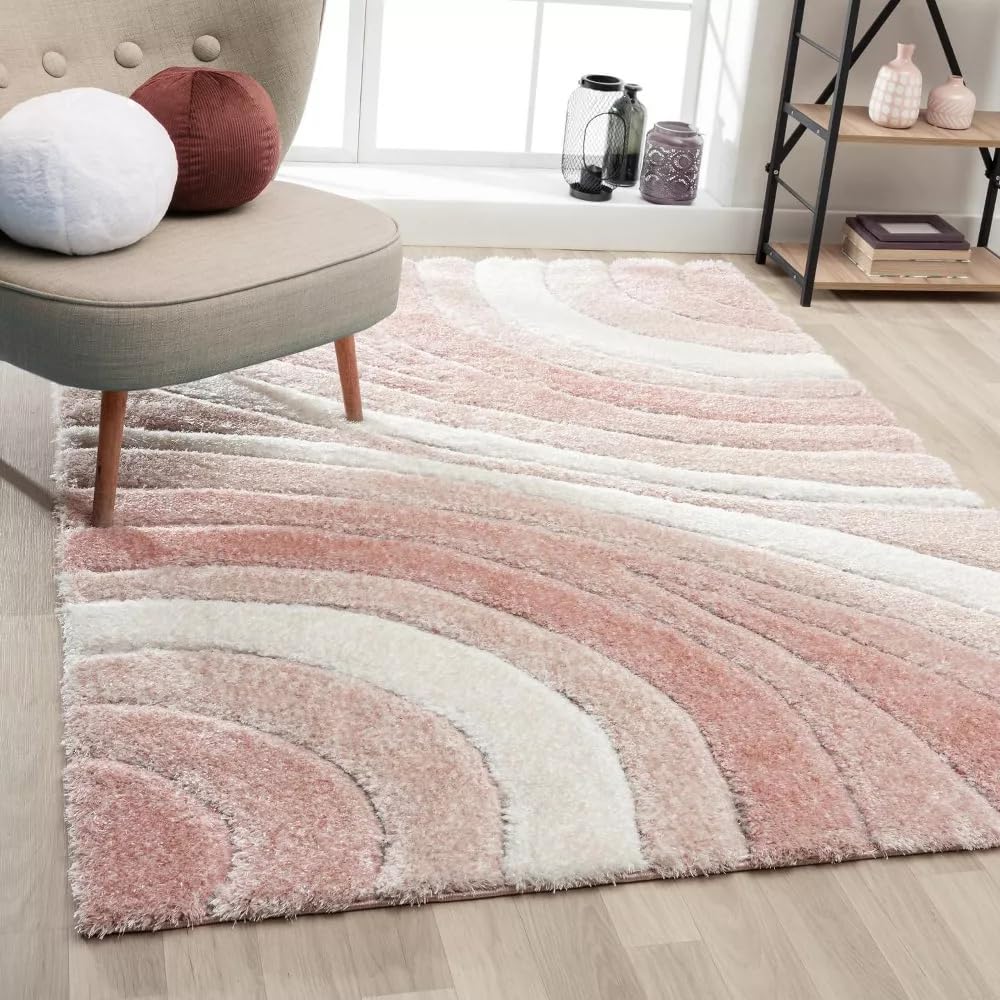 Blush Pink Wave Motion Area Rug