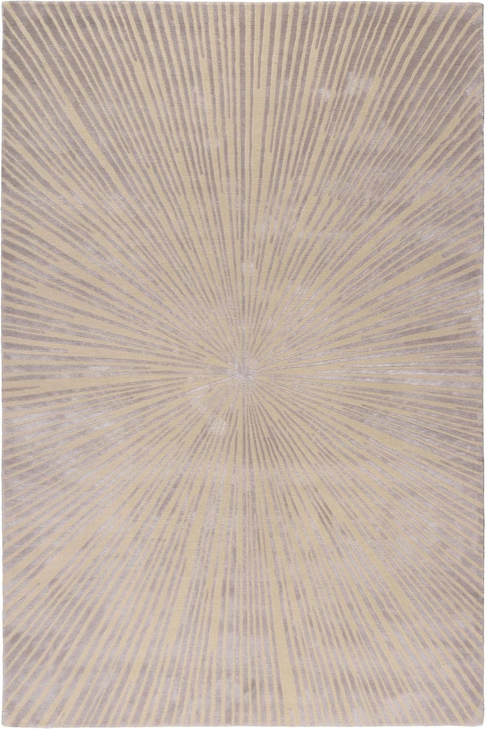 Beige Radial Line Wool & Viscose Carpet