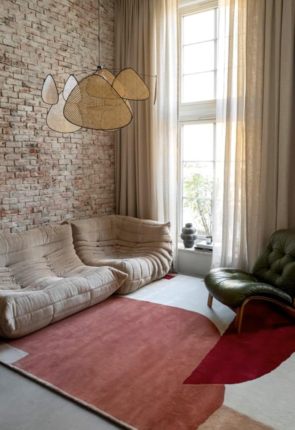 Abstract Terracotta Wool Modern Rug