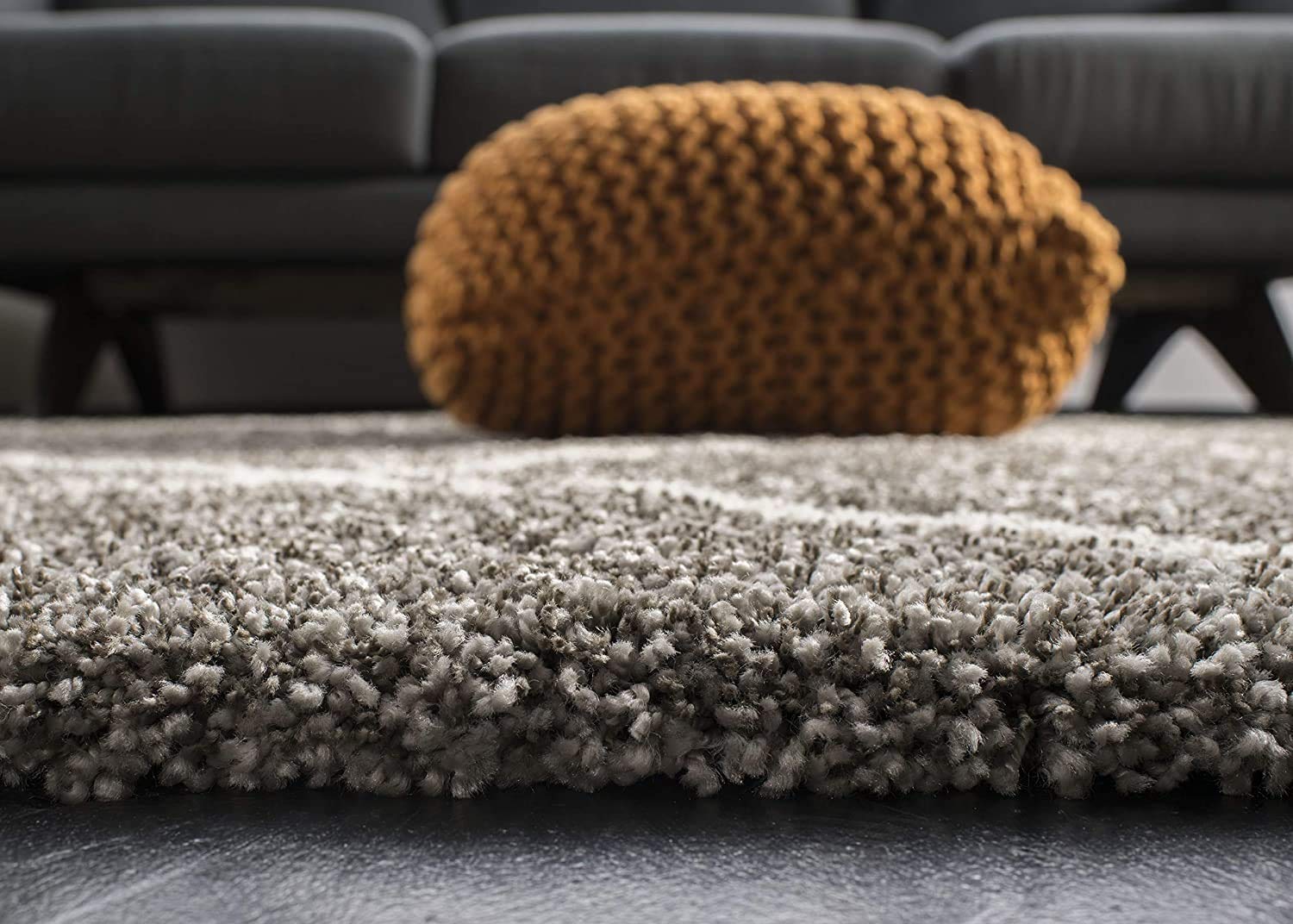Luxury Diamond Shaggy Grey Carpet & Rug