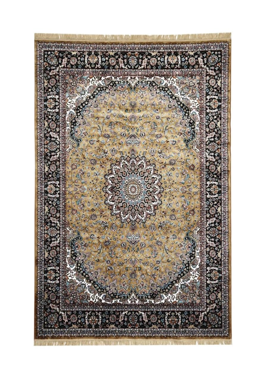Elegant Gold Carpet With Intricate And Rich Ornamental Border