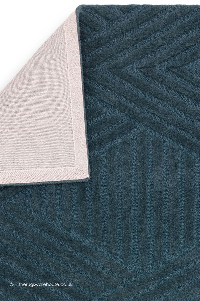 Teal Geometric Textured Area Rug