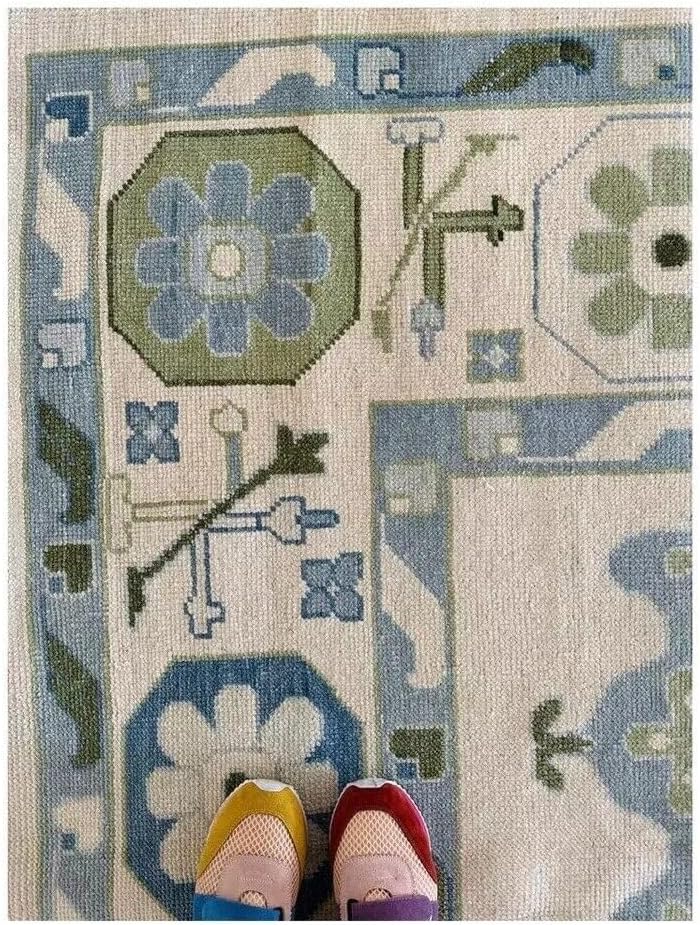 Hand Knotted Oushak Rug for Living Room, Dining Room, Office, Bedroom, Hand Knotted Wool Rug
