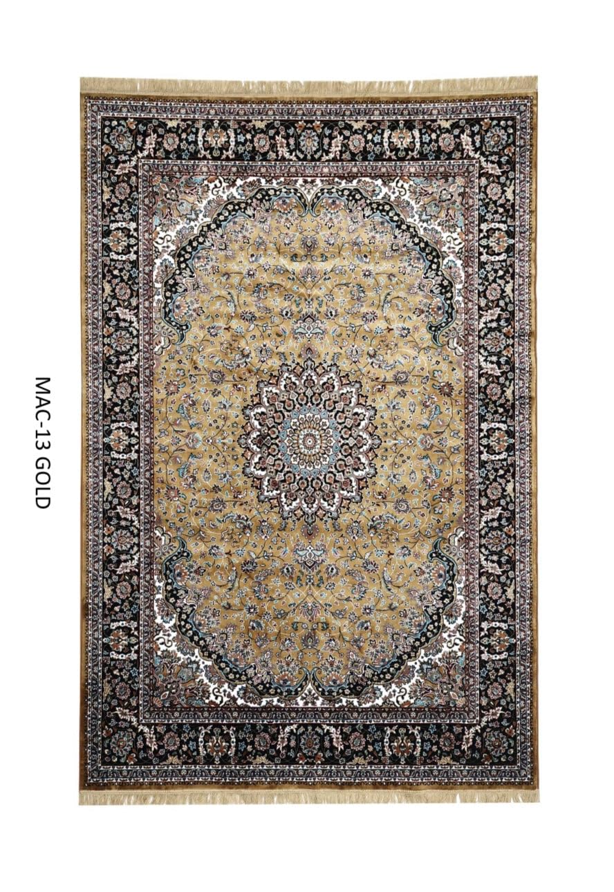 Elegant Gold Carpet With Intricate And Rich Ornamental Border