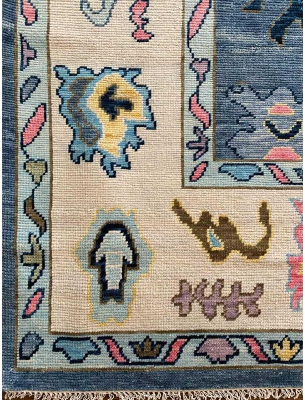 Hand Knotted Oushak Rug for Living Room, Dining Room, Office, Bedroom, Hand Knotted Wool Rug