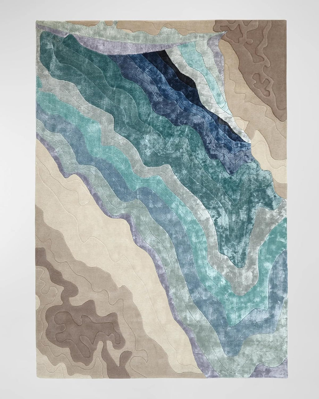 Premium Ocean Tone Wool & Viscose Carpet
