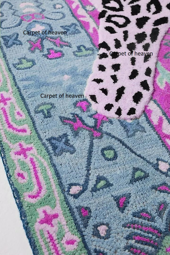 Hand-Tufted Bengal Tiger Animal Print Wool Area Rug - Featuring Symmetrical Palm Leaves Design, Ideal for Living Room, Bedroom, Kitchen & Office, Thick & Durable