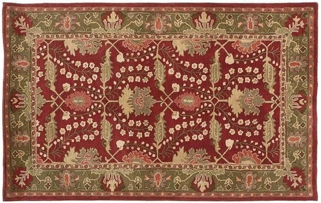 Rich Maroon Traditional Floral Rug