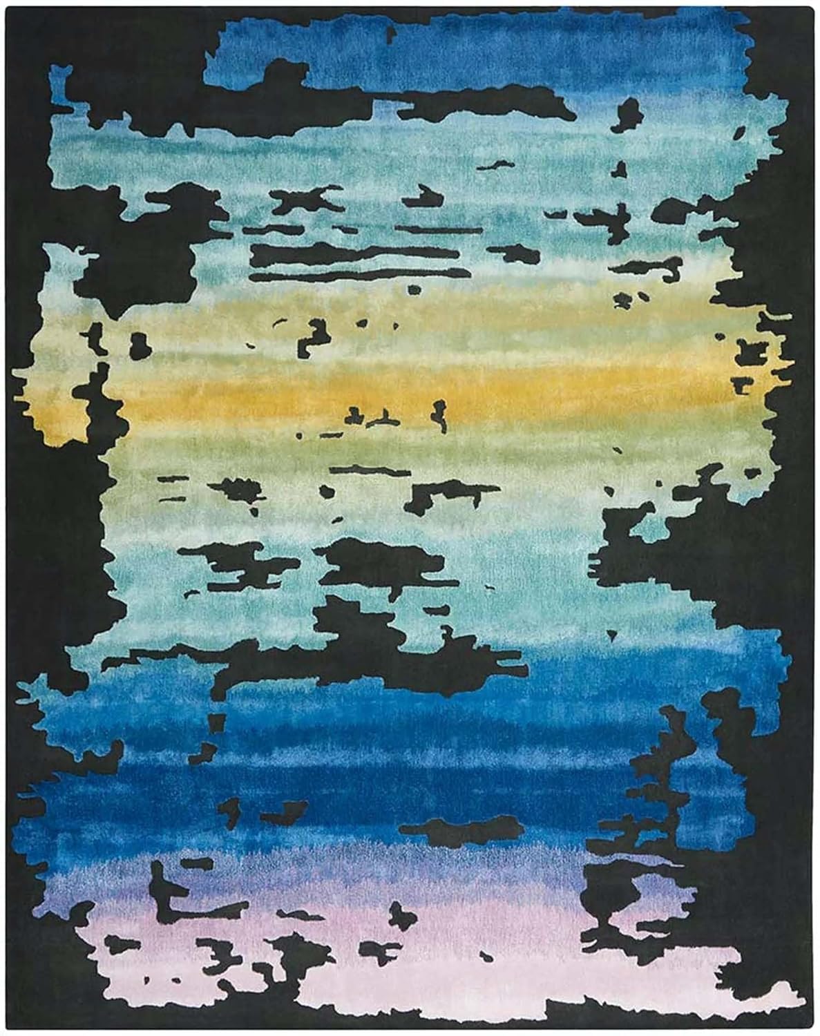 Blue Abstract Wool & Viscose Carpet