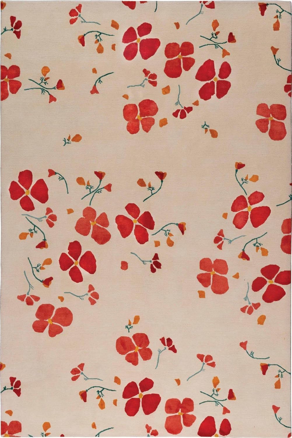 Beige Flower Wool Carpet