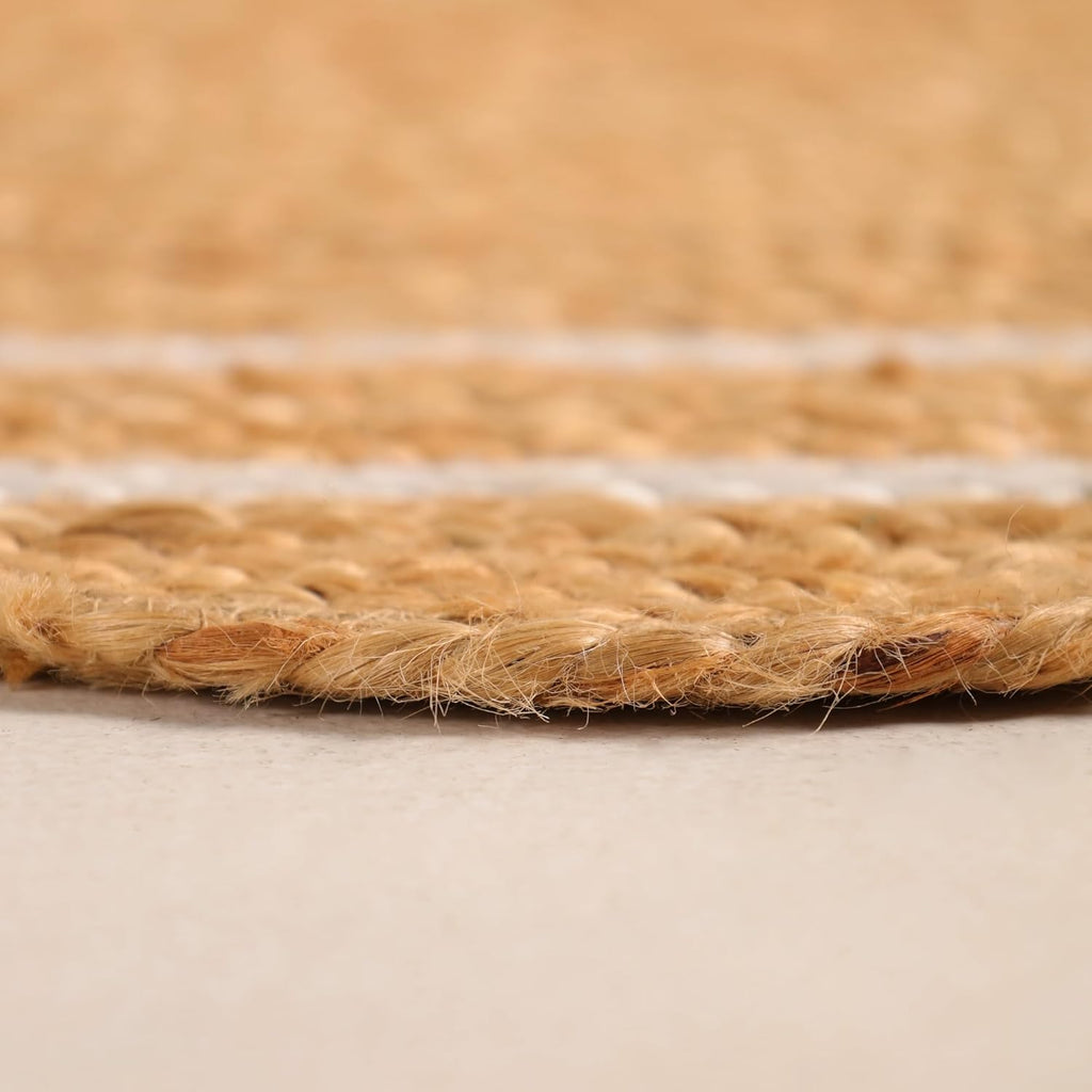 Natural Jute Rug with White Trim