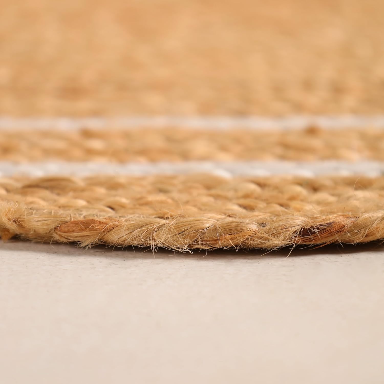 Natural Jute Rug with White Trim