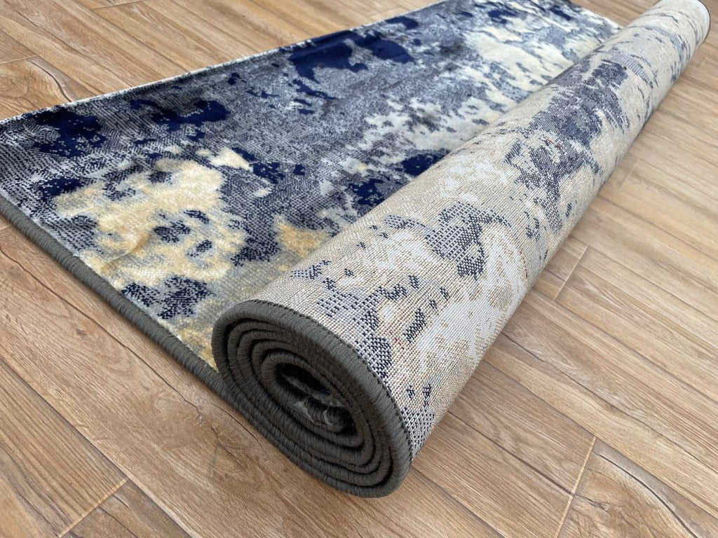 Modern Earth Tone Distressed Texture Rug