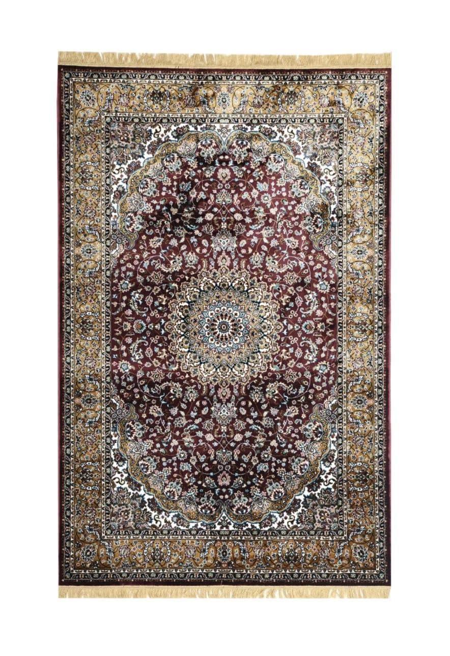 Rich Brown Persian Silk Classic Border Rug