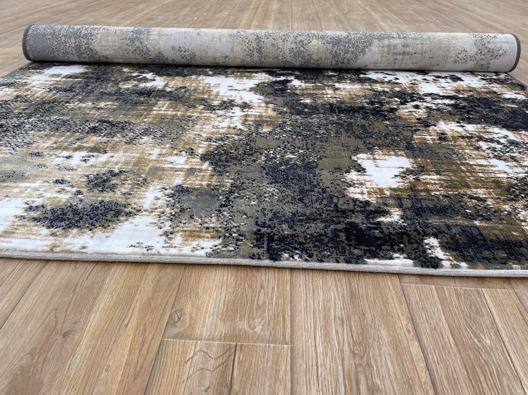 Abstract Distressed Ink Splash Area Rug