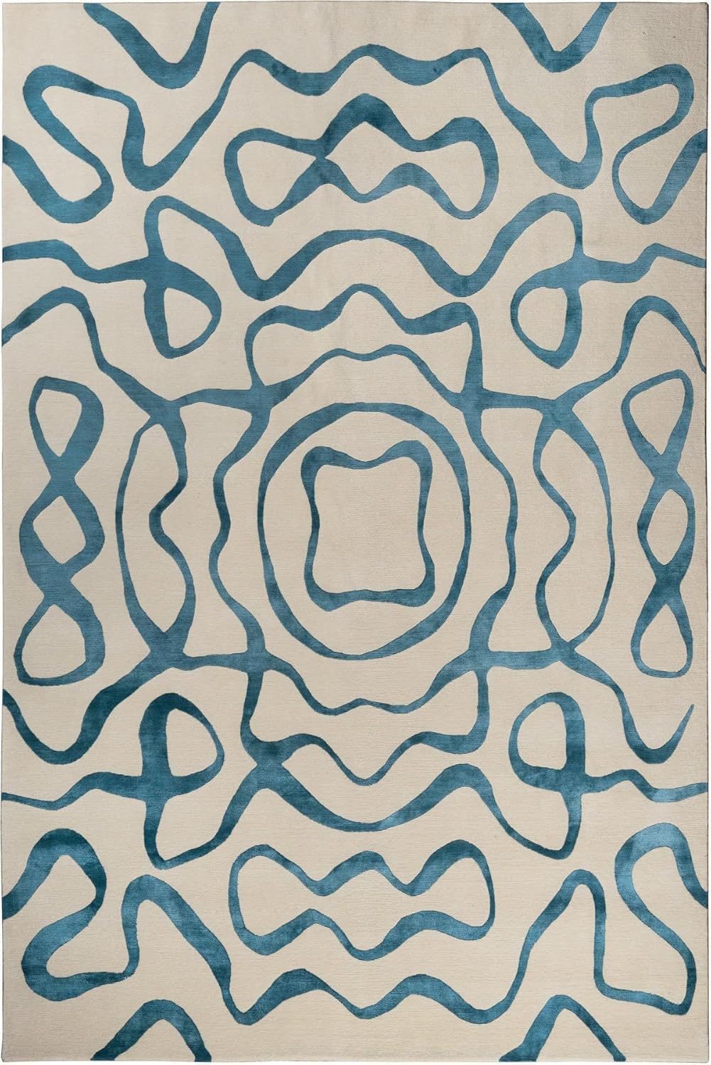 Ivory Abstract Wool & Viscose Designer Carpet