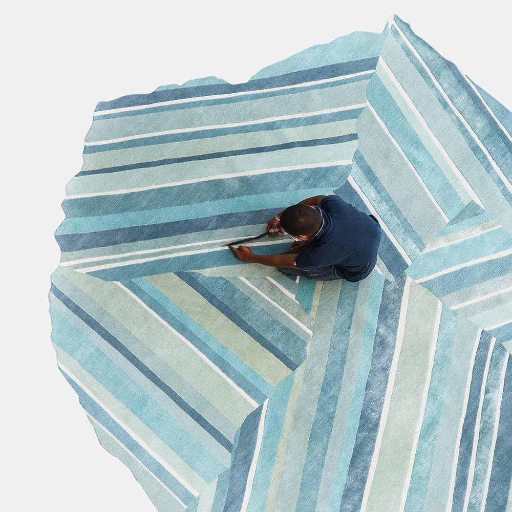 Tilted Linework Viscose Irregular Rug