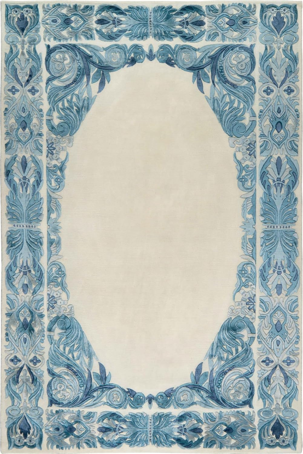 Luxury Ivory Palace Border Wool & Viscose Carpet