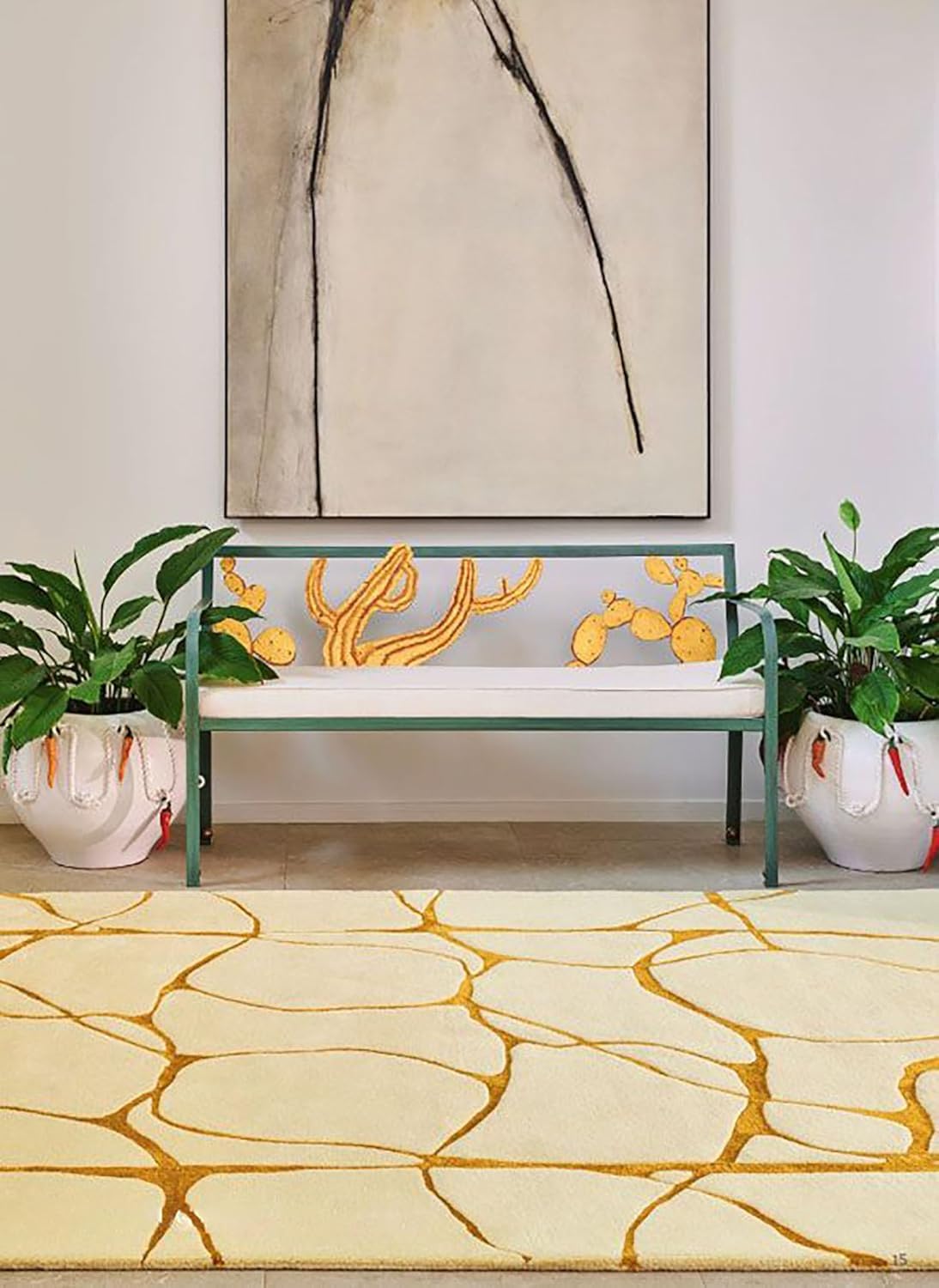 Gold Stone Texture Wool & Viscose Carpet