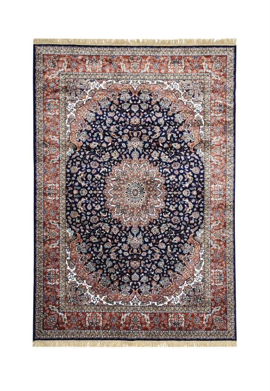 Navy Blue with Elaborate Border Rug