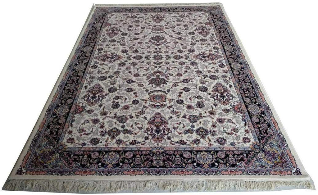Classic Irani Cream Carpet with Repeating Floral Motif Design
