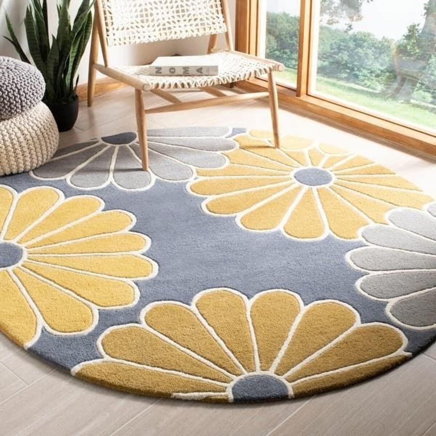 Export Quality Handmade Woollen Round Carpet – Elegant Living Room Floor Rug