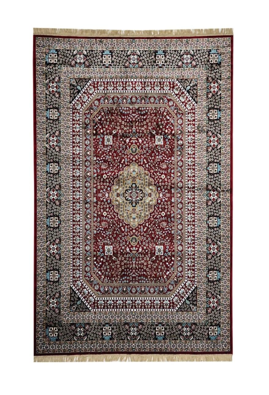 Maroon Ornamental Persian Medallion Design Rug