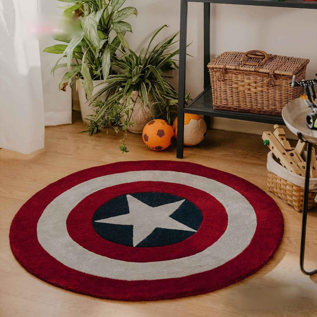 Captain Shield Round Kids Carpet