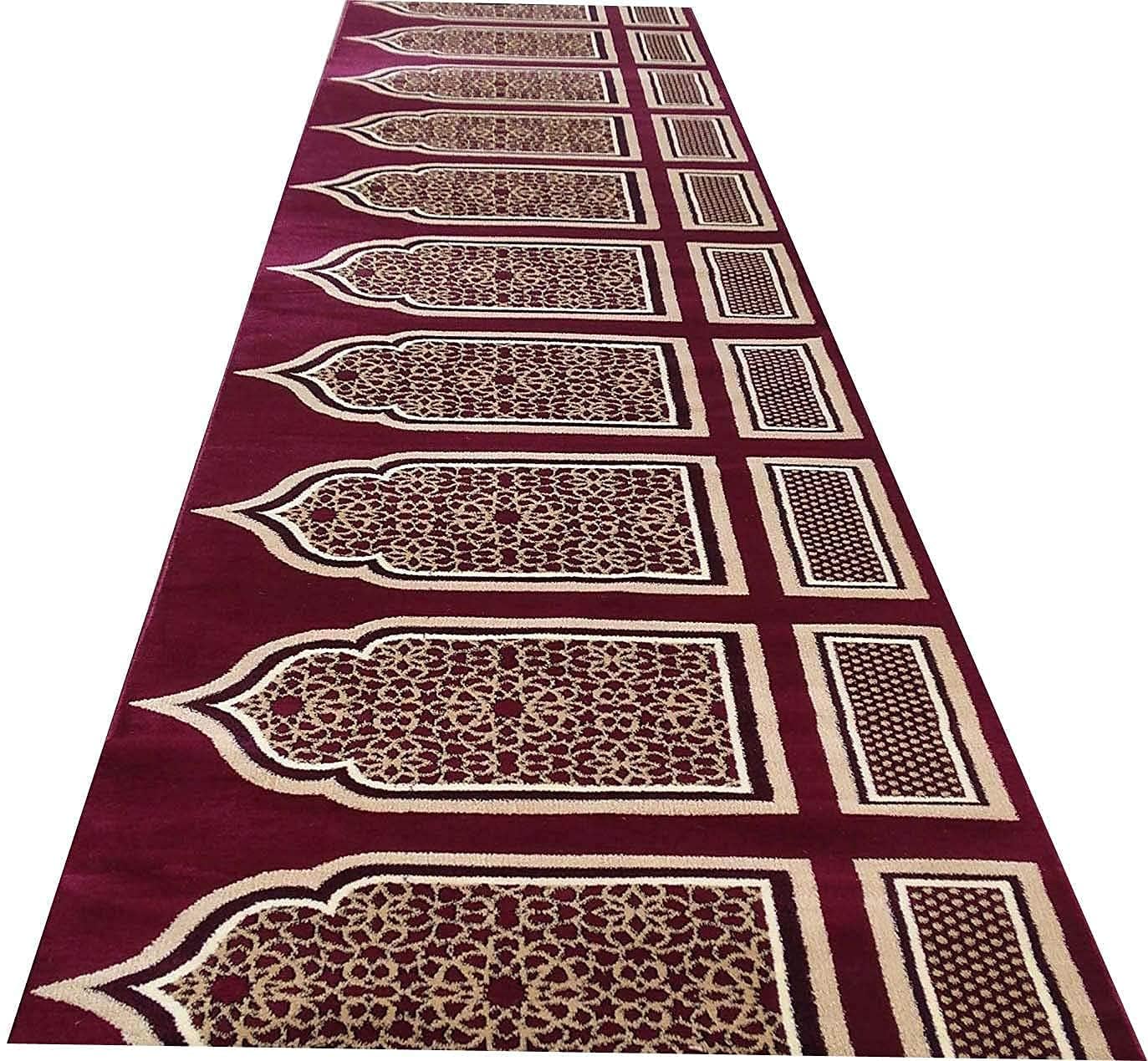 Deep Maroon Arch Pattern 1 Inch Thick Pile Carpet