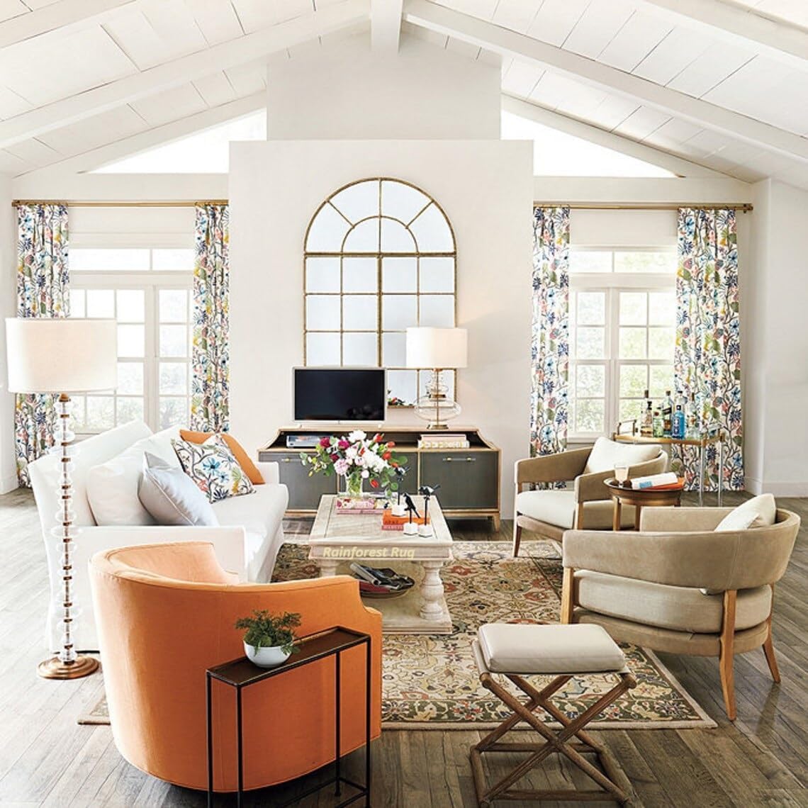 Ivory Signature Floral Lattice Pattern Area Rug